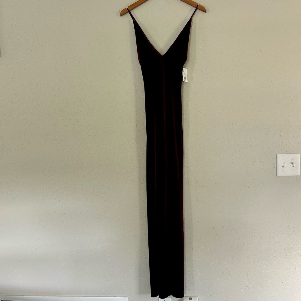 NWT Teeze Me Spaghetti Strap Velvet Wine Maroon Evening Gown Wedding Prom Size 3